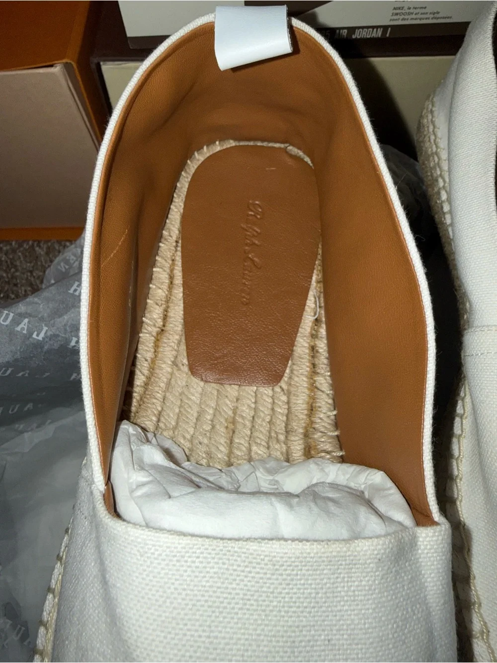 Ralph Lauren Purple label White Canvas Espadrille Slip-Ons with Woven Jute Sole